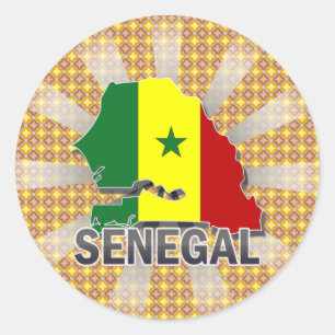 Senegal flaggakarta 2,0 runt klistermärke