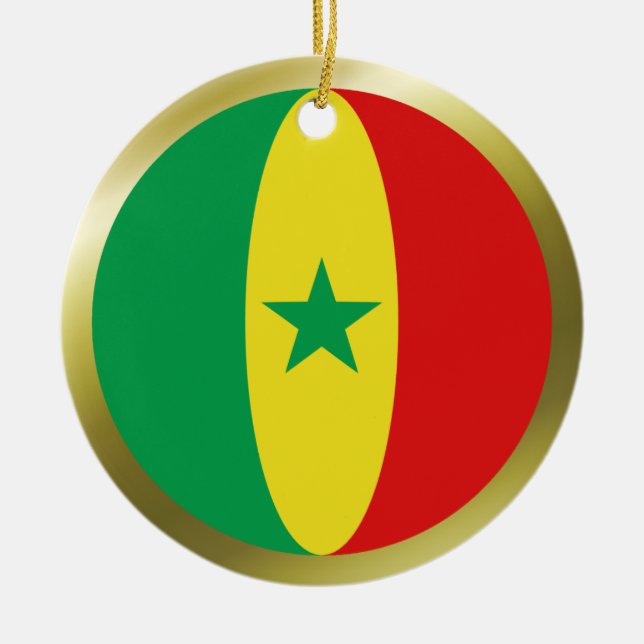 Senegal flaggprydnad julgransprydnad keramik (Framsidan)