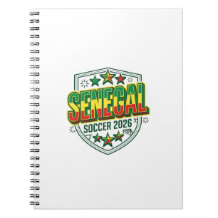 Senegal Fotboll 2026 Fotboll Fet Land Typografi Anteckningsbok