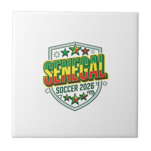 Senegal Fotboll 2026 Fotboll Fet Land Typografi Kakelplatta