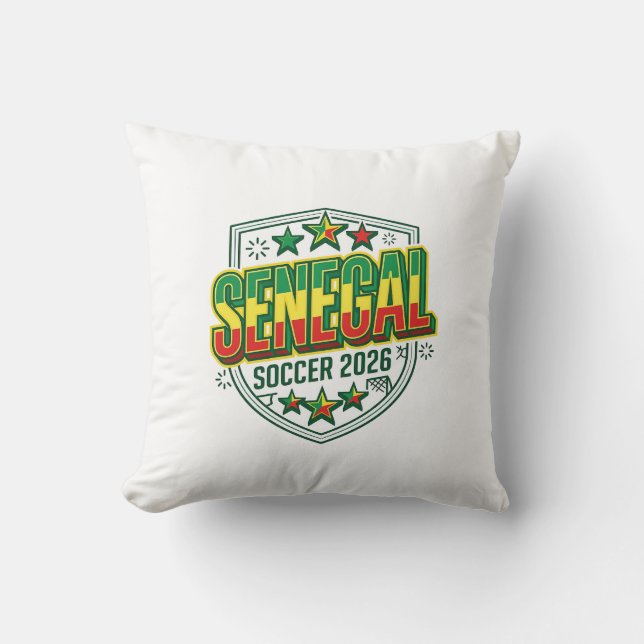 Senegal Fotboll 2026 Fotboll Fet Land Typografi Kudde (Framsida)