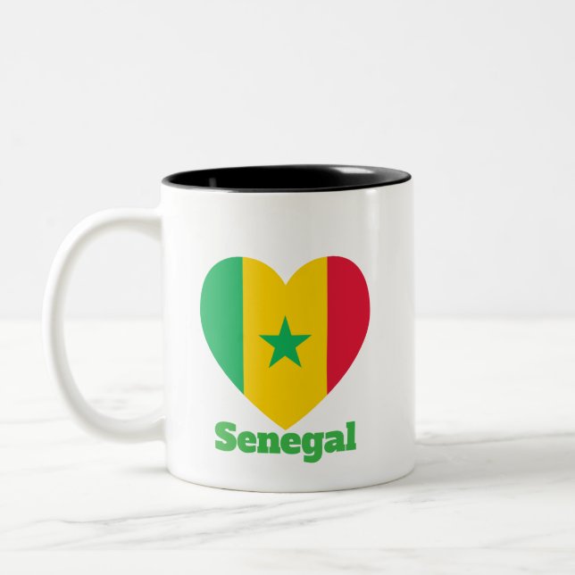 Senegal Heart Flagga Två-Tonad Mugg (Vänster)