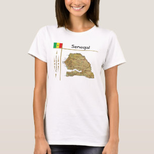 Senegal Karta + Flagga + Titel T-Shirt