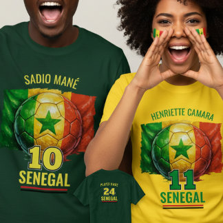 Senegal Nationell Fotboll Flagga Kulturarv Fotboll T Shirt