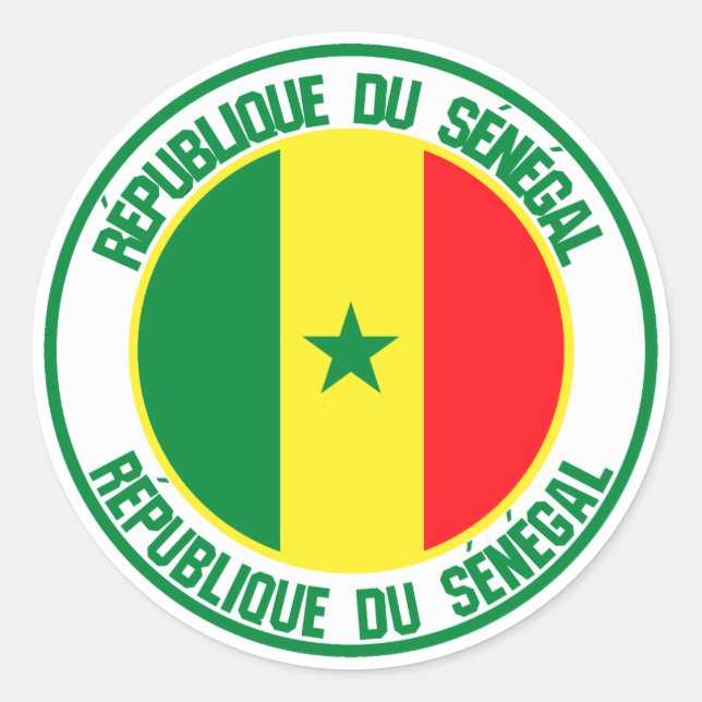Senegal Round Emblem Runt Klistermärke (Framsida)