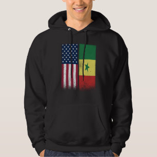 Senegal senegalesiska Amerikanska flaggor Stolt US Hoodie