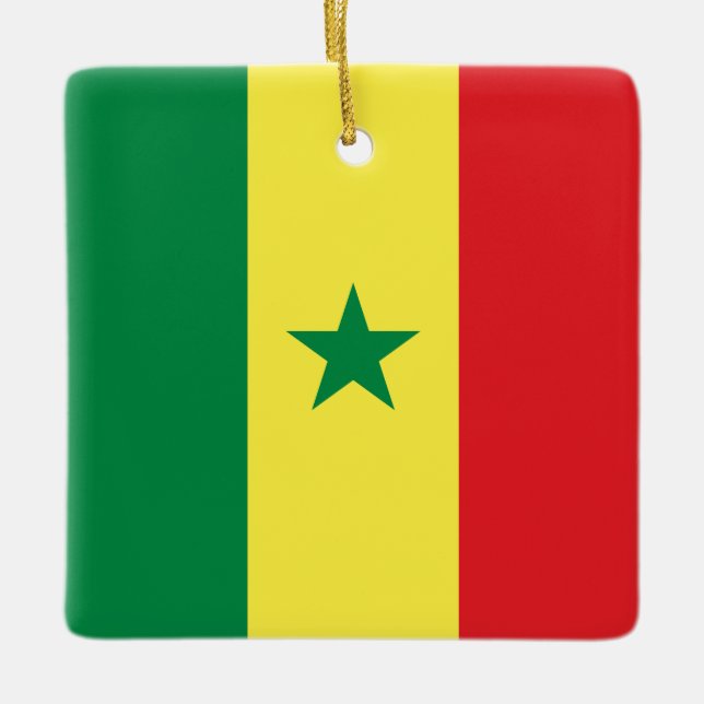 Senegal (Senegalesiska Flagga) Julgransprydnad Keramik (Framsida)