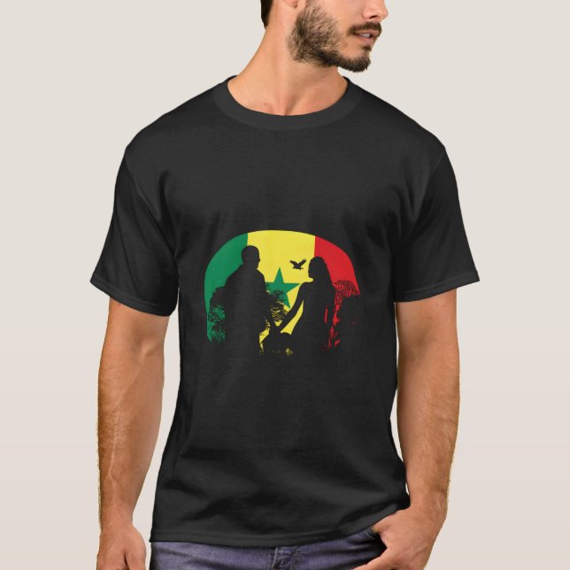 Senegal Senegalesiska Västafrika Stolt Kärlek Flag T Shirt (Framsida)