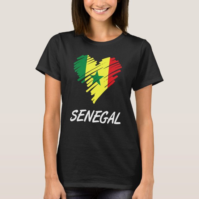Senegal Senegals Väster Afrika Proud Heart Kärlek  T Shirt (Framsida)