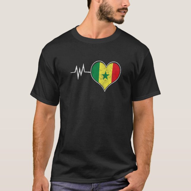 Senegal Senegals Väster Afrika Proud Heart Kärlek  T Shirt (Framsida)