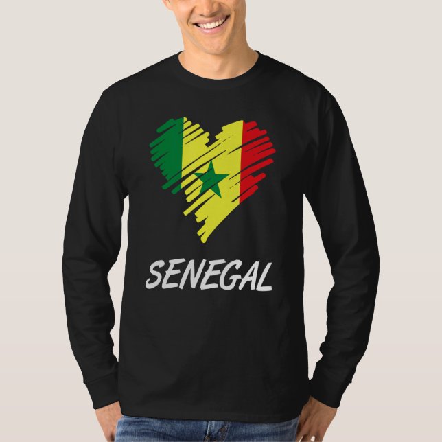 Senegal Senegals Väster Afrika Proud Heart Kärlek  T Shirt (Framsida)