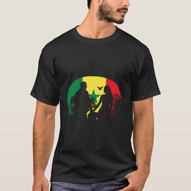 Senegal Senegals Väster Afrika Proud Kärlek Flagga T Shirt (Framsida)