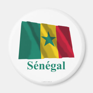 Senegal som vinkar flagga med namn i franskt magnet