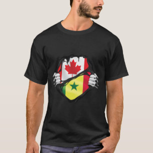 Senegalese Canadian Händer Ripping Roots Flagga T Shirt