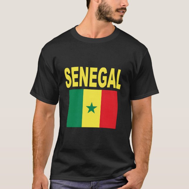 Senegals Flagga Coola Drapeau Senegalese Flaggor M T Shirt (Framsida)