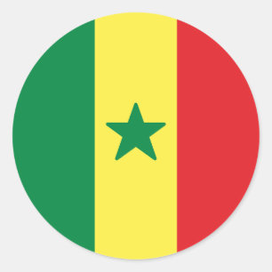 Senegals flagga runt klistermärke