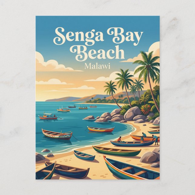 Senga Bay Strand Malawi Vykort (Framsida)