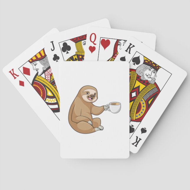 Sengångare med kopp kaffe casinokort (Baksidan)