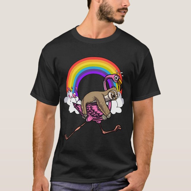 Sengångare ridande flamingofågel t shirt (Framsida)