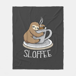 Sengångare sover vid kopp kaffe Rolig sengångare S Fleecefilt