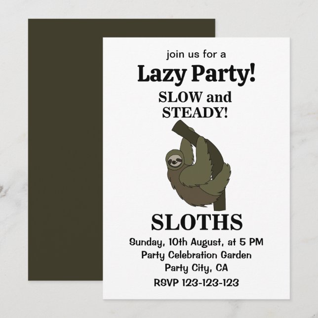 Sengdjuret Sengdjuren Långsamma Och Ståndaktiga Ro Inbjudningar (Fram/baksida)