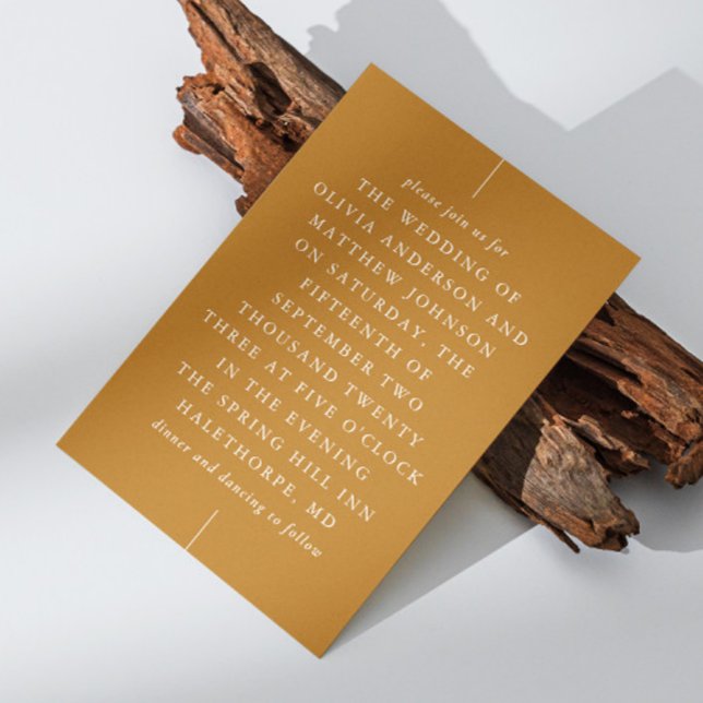 Senhöstbröllop i Mustard Brown | Modern typografi Inbjudningar (Skapare uppladdad)