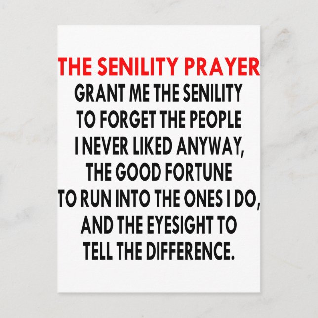 Senility Prayer Vykort (Framsida)