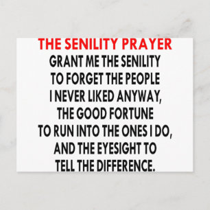 Senility Prayer Vykort