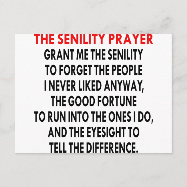 Senility Prayer Vykort (Framsida)