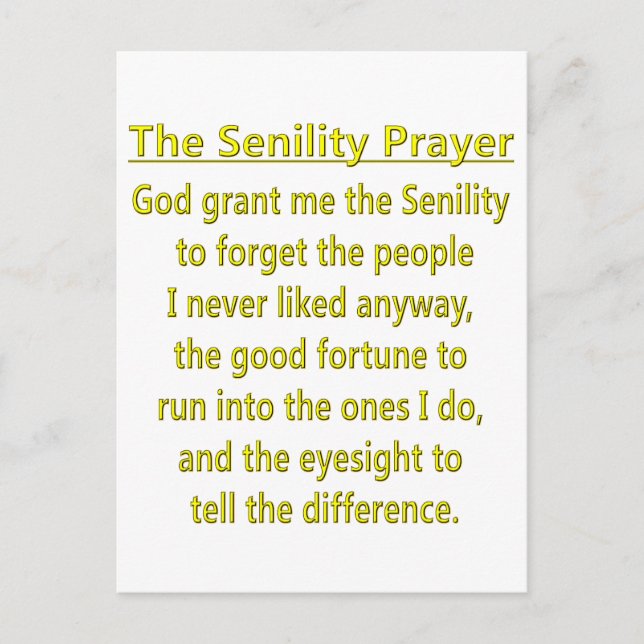 Senility Prayer Vykort (Framsida)