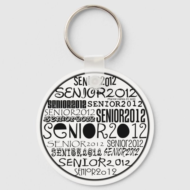 Senior 2012 Round Keychain (svart) Nyckelring (Framsida)