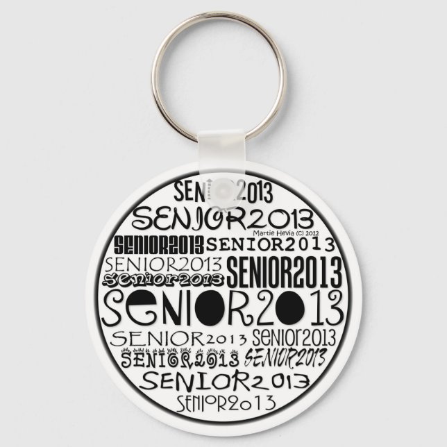 Senior 2013 Round Keychain (svart) Nyckelring (Framsida)