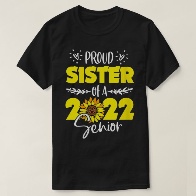 Senior 2022 Gradu, kvinna, solrosliknande T Shirt (Design framsida)