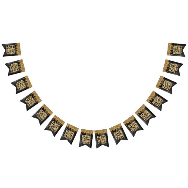 SENIOR 2023 BLACK & GULD GLITTER DRIP-ANPASSNINGSB VIMPLAR (Alla)