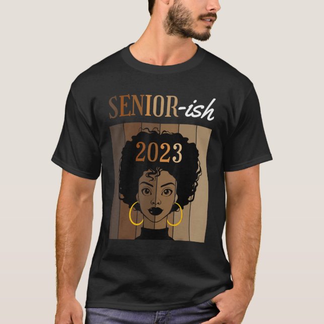 Senior 2023 Class Black Afro Melanin African Ameri T Shirt (Framsida)