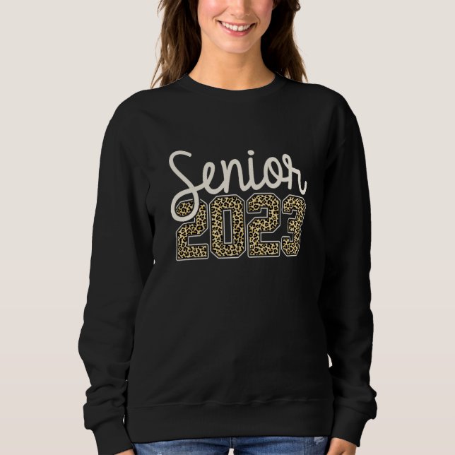 Senior 2023 Leopardycktryck Kvinnor Flickor T Shirt (Framsida)