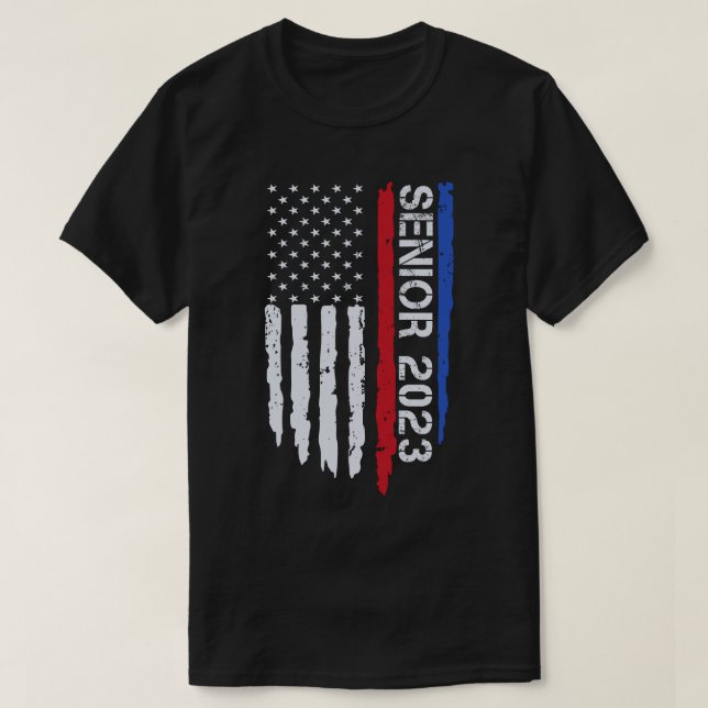 Senior 2023 USA American Flagga Gift T Shirt (Design framsida)