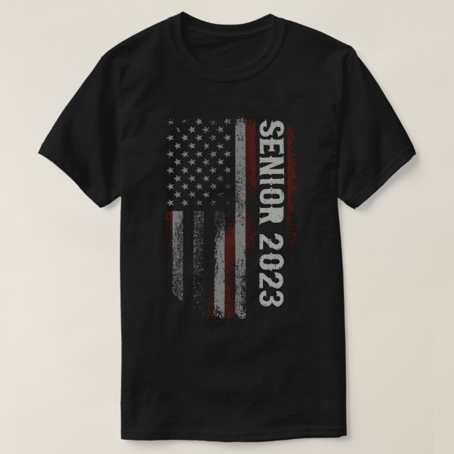 Senior 2023 USA American Flagga Gift T Shirt (Design framsida)