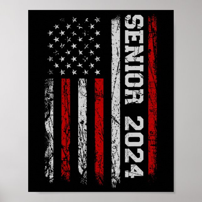 Senior 2024 American Flagga US Studenten Class Of Poster (Framsidan)