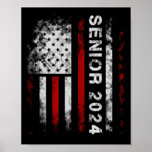 Senior 2024 American Flagga US Studenten Class Of Poster