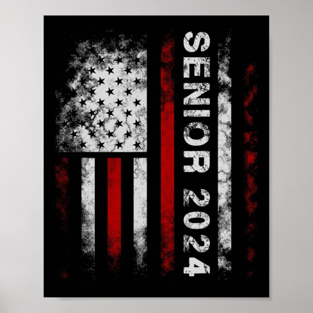 Senior 2024 American Flagga US Studenten Class Of Poster (Framsidan)