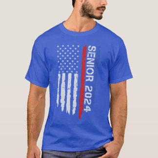 Senior 2024 Amerikansk Flagga Examenklass 2024 T Shirt