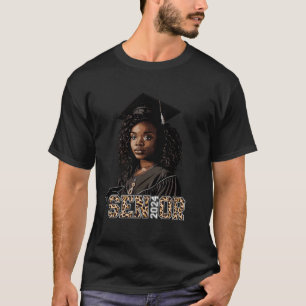 Senior 2024 Black Girl Studenten Leopard Class of T Shirt