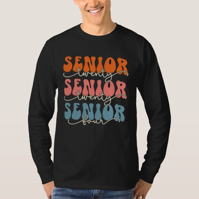 Senior 2024 Class Of 24 Retro Groovy Graduation Co T Shirt (Framsida)