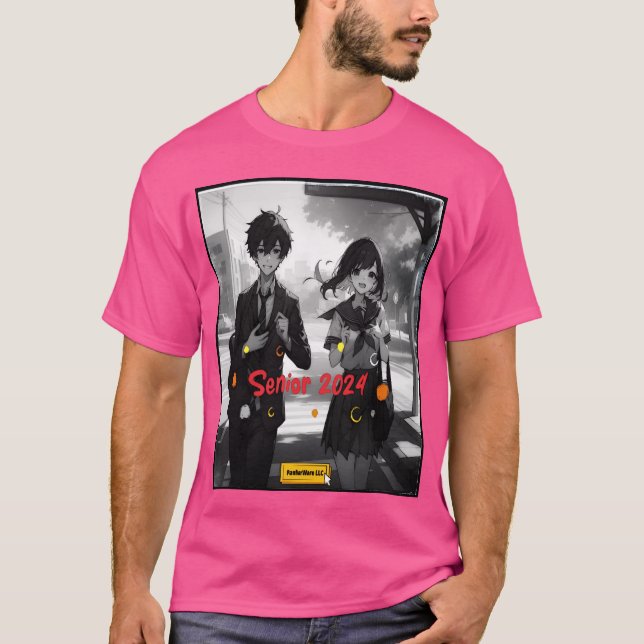 Senior 2024 Counterfeit Anime Aesthetic girl T Shirt (Framsida)