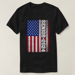 Senior 2024 Förenta staterna American Flagga Stude T Shirt