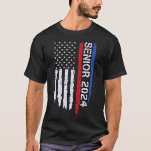 Senior 2024 Förenta staterna American Flagga Stude T Shirt