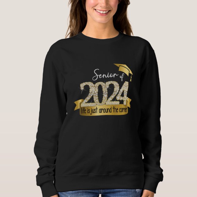 Senior 2024 I Motivational Quote Yellow Black Part T Shirt (Framsida)