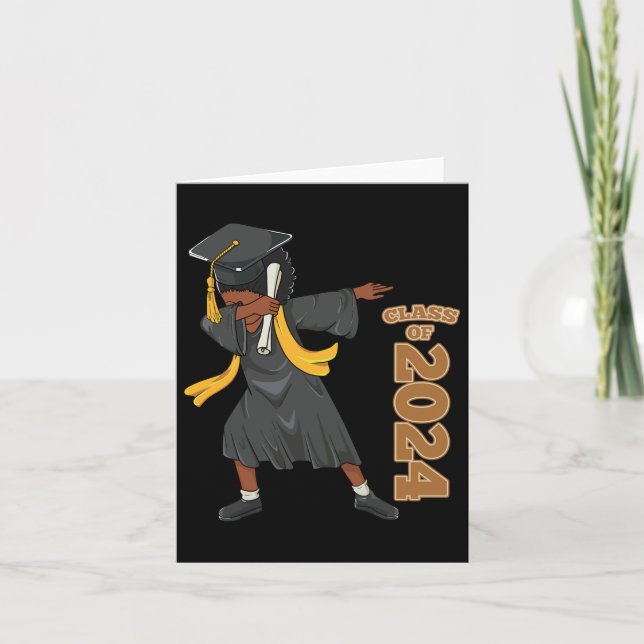 Senior 2024 Studenten African Black Girl Dabbing Kort (Framsida)