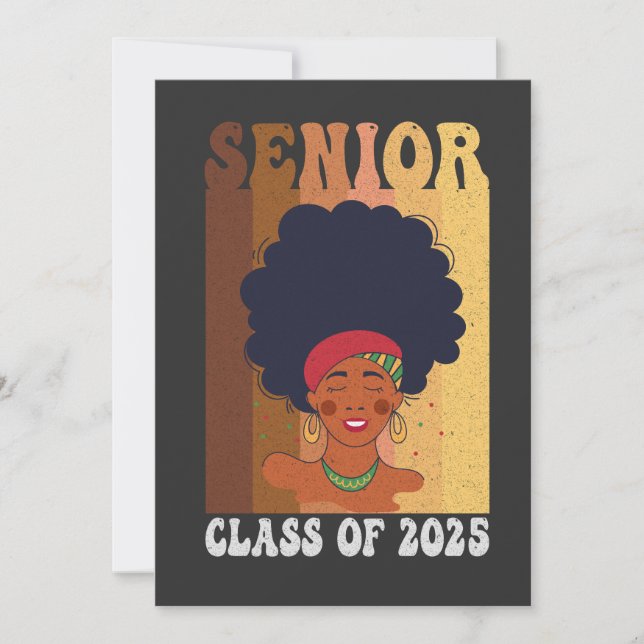 Senior 2025 Class Black Smart Afro Melanin African Spara Datumet (Framsida)